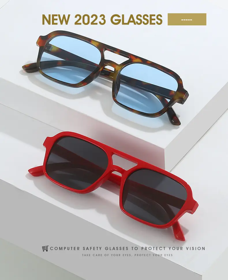 Red Square Flat Sunglasses for Men Women — feature 1