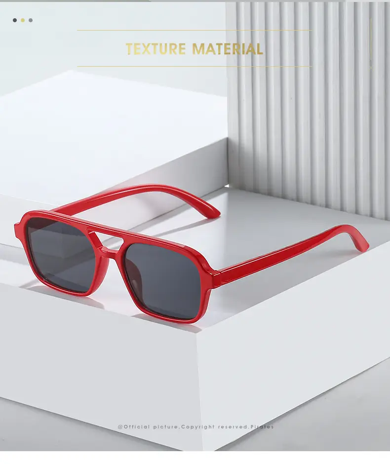 Red Square Flat Sunglasses for Men Women — feature 2