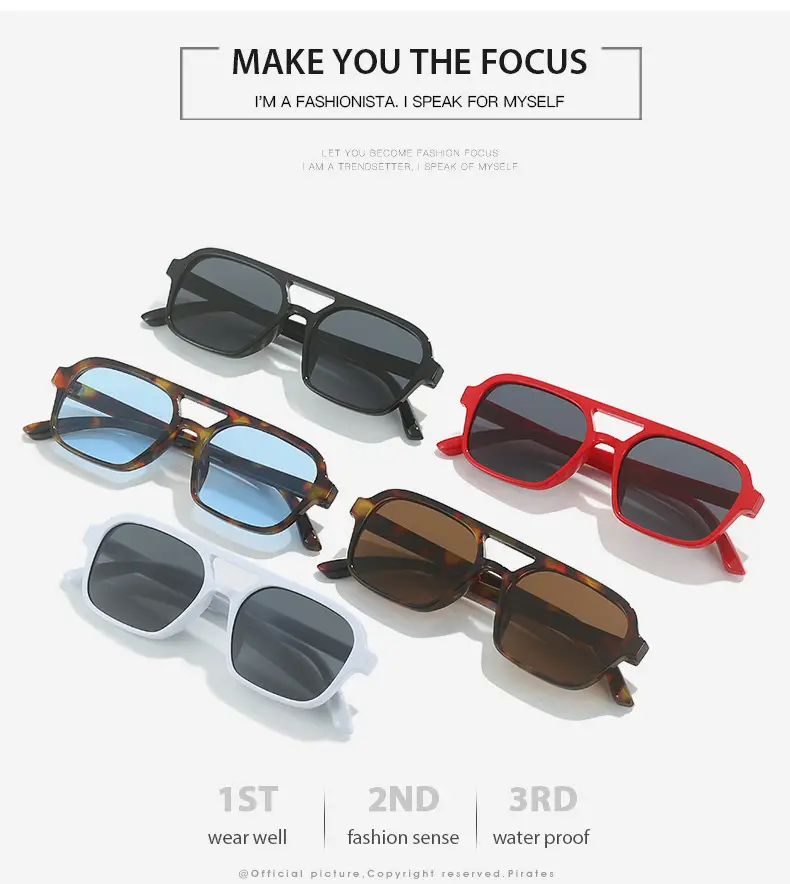 Red Square Flat Sunglasses for Men Women — feature 3