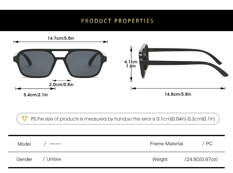 Red Square Flat Sunglasses for Men Women — feature 5