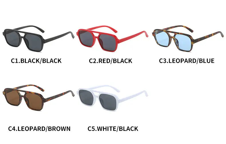 Red Square Flat Sunglasses for Men Women — feature 6