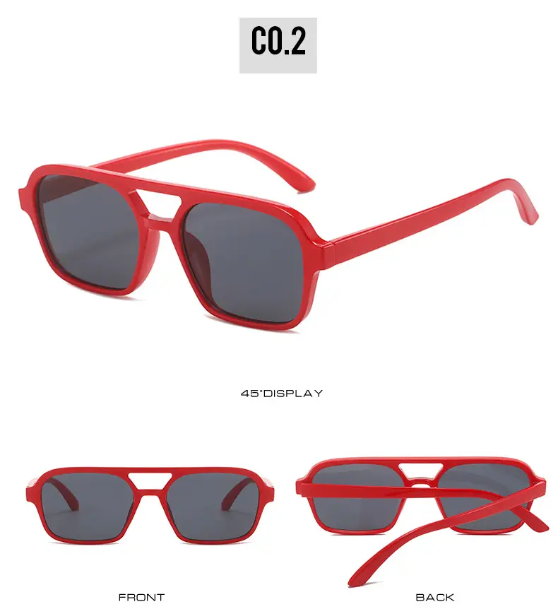Red Square Flat Sunglasses for Men Women — feature 8