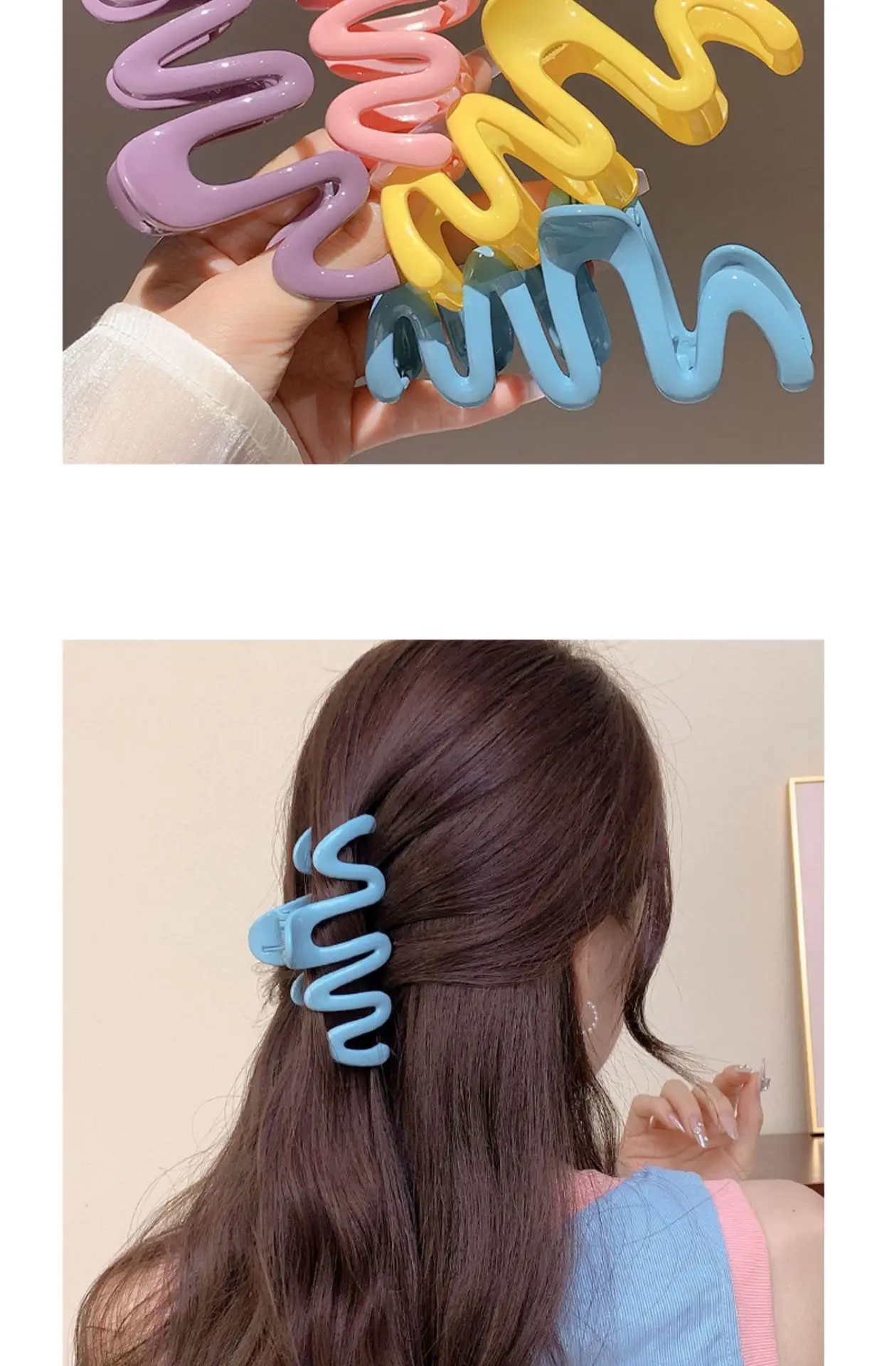 帮手描述图:糖果色发夹女夏后脑勺盘发鲨鱼夹发量多夹子头饰发卡
