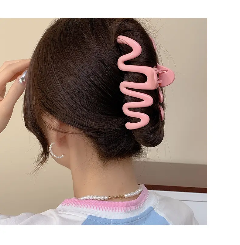 帮手描述图:糖果色发夹女夏后脑勺盘发鲨鱼夹发量多夹子头饰发卡