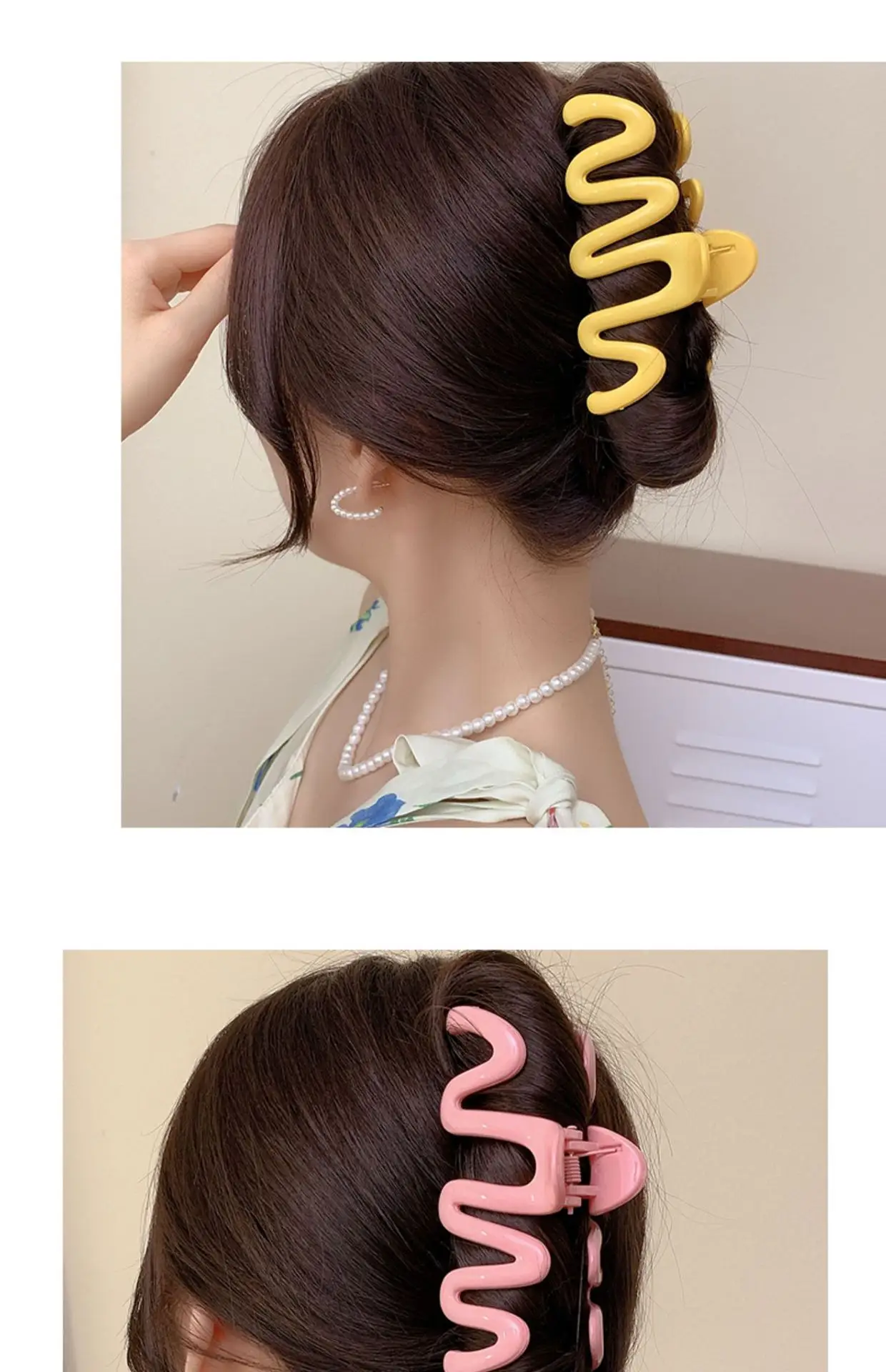 帮手描述图:糖果色发夹女夏后脑勺盘发鲨鱼夹发量多夹子头饰发卡
