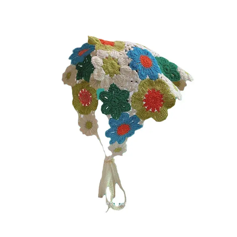 Women's Flower Knitted Hair Band Scarf Triangle Girly Style