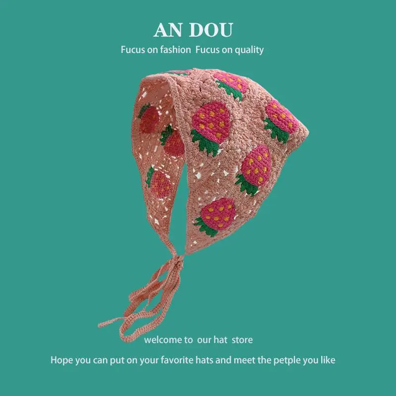 Women's Flower Knitted Hair Band Scarf Triangle Girly Style — feature 10