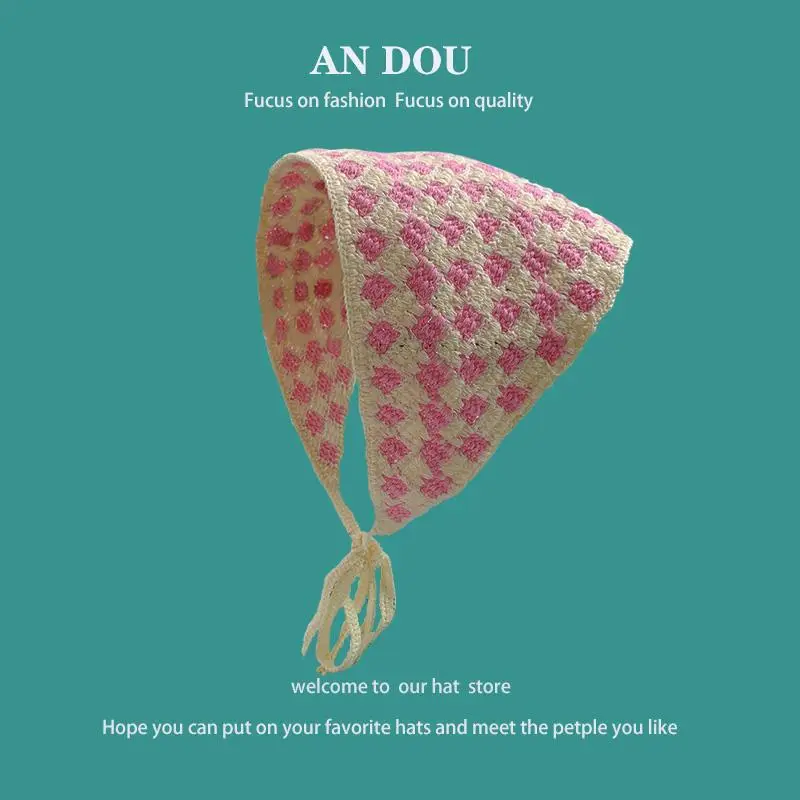Women's Flower Knitted Hair Band Scarf Triangle Girly Style — feature 30