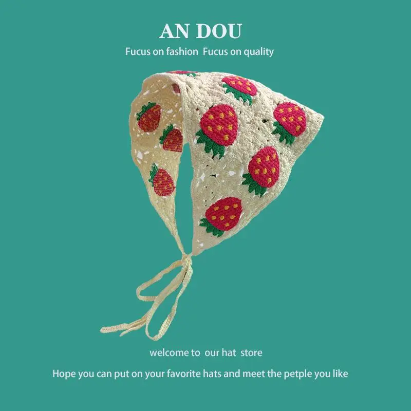 Women's Flower Knitted Hair Band Scarf Triangle Girly Style — feature 9