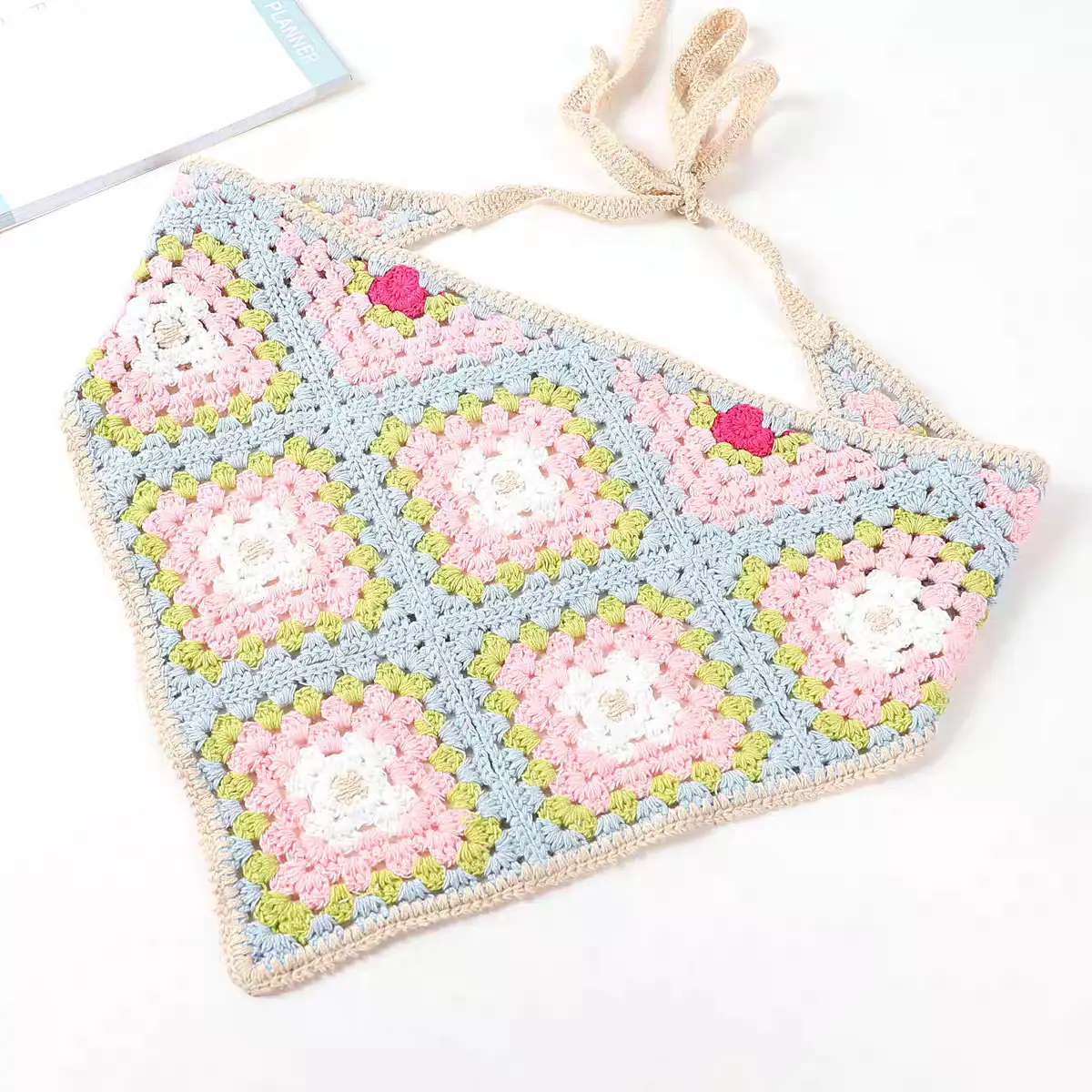 Women's Flower Knitted Hair Band Scarf Triangle Girly Style