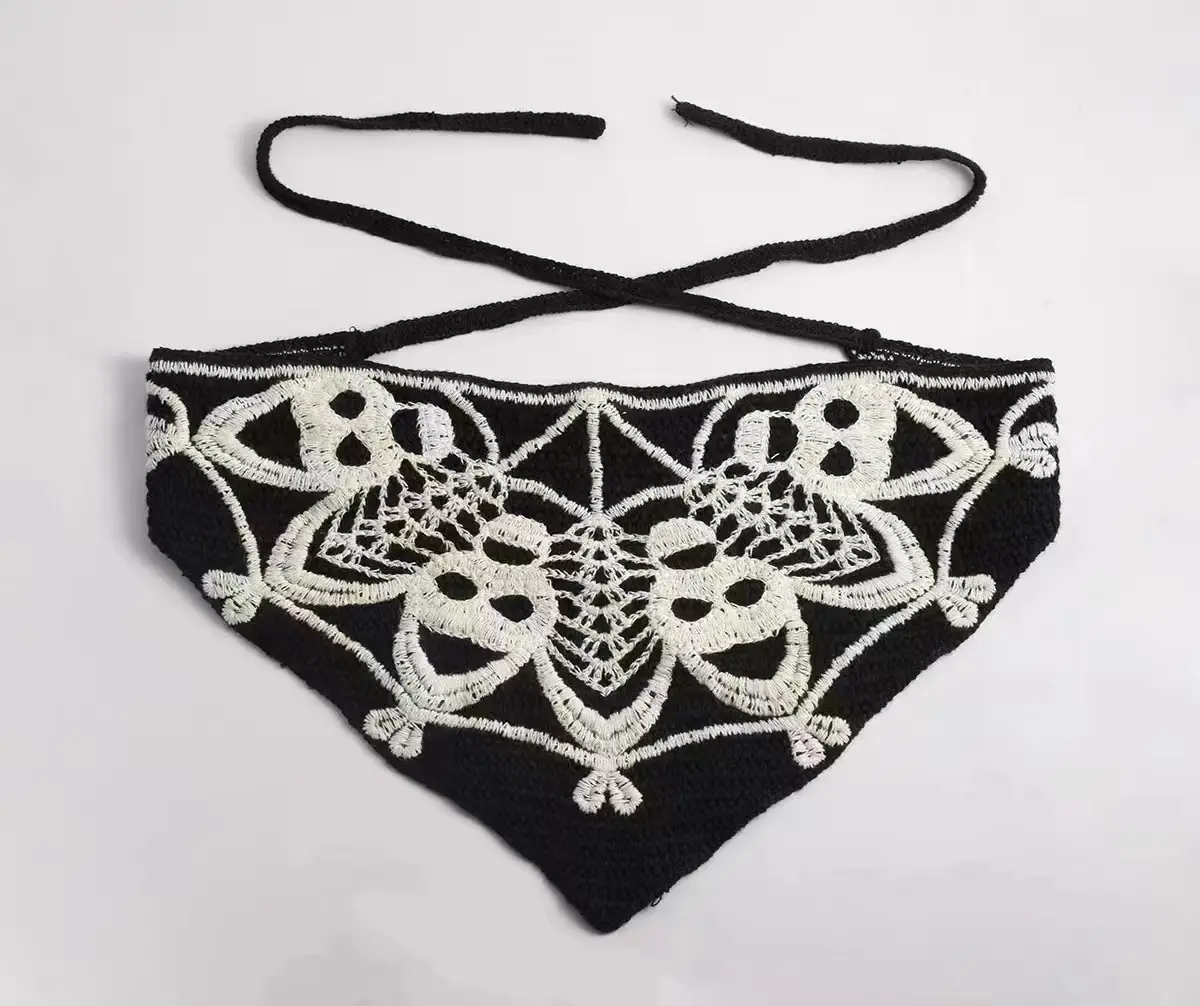 Women's Flower Knitted Hair Band Scarf Triangle Girly Style