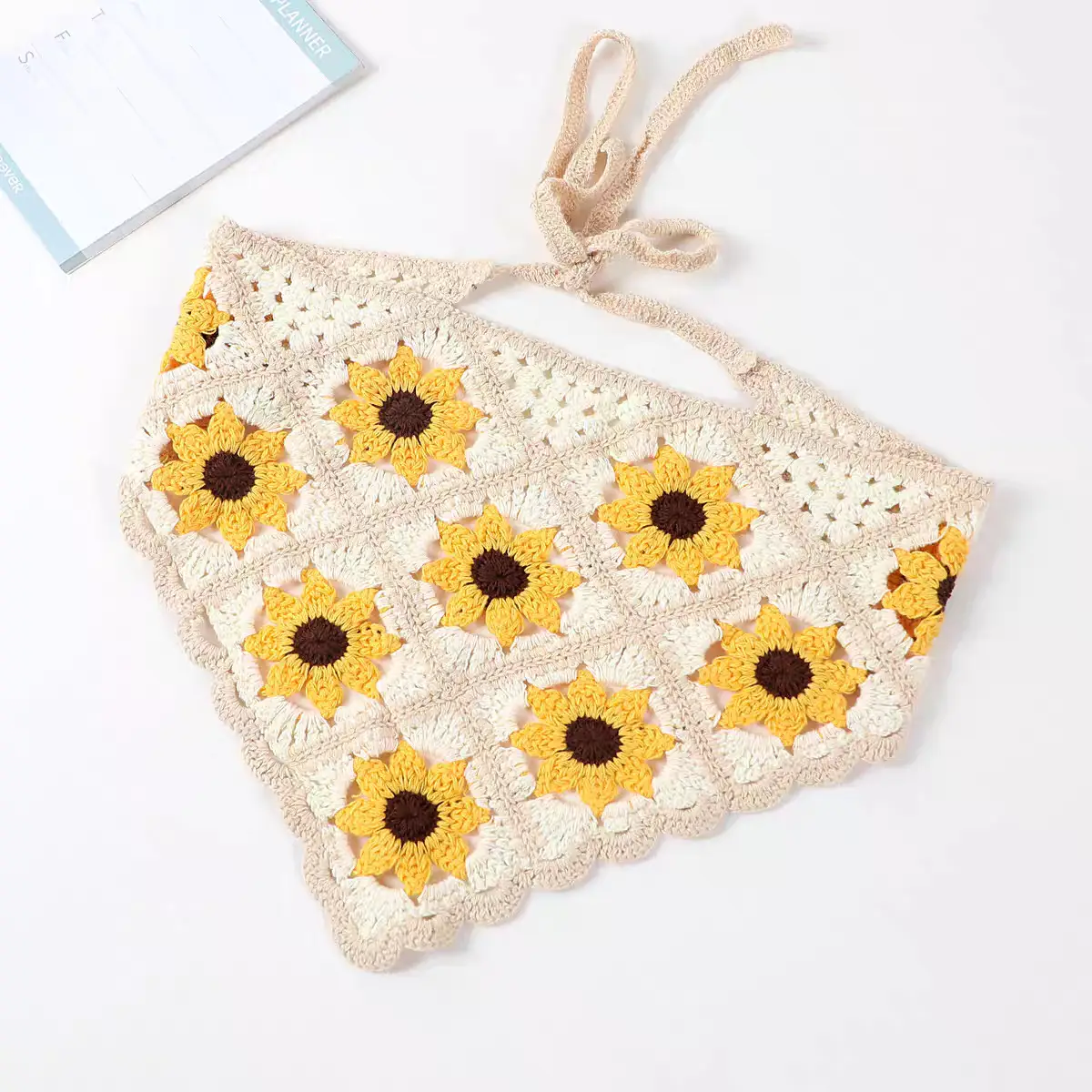 Women's Flower Knitted Hair Band Scarf Triangle Girly Style