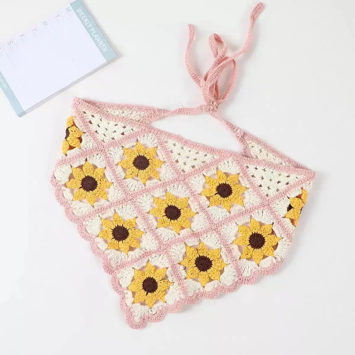 Women's Flower Knitted Hair Band Scarf Triangle Girly Style