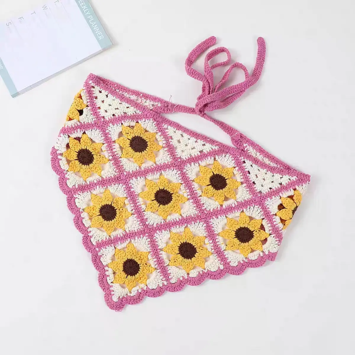 Women's Flower Knitted Hair Band Scarf Triangle Girly Style