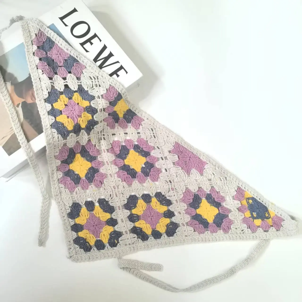 Women's Flower Knitted Hair Band Scarf Triangle Girly Style