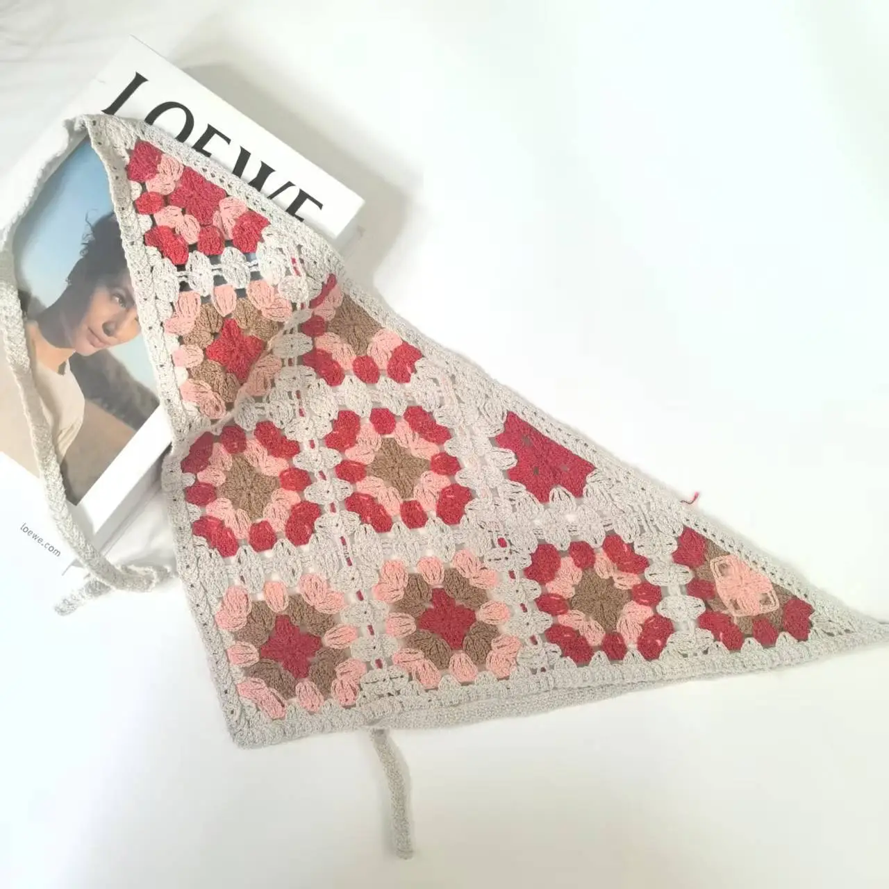 Women's Flower Knitted Hair Band Scarf Triangle Girly Style
