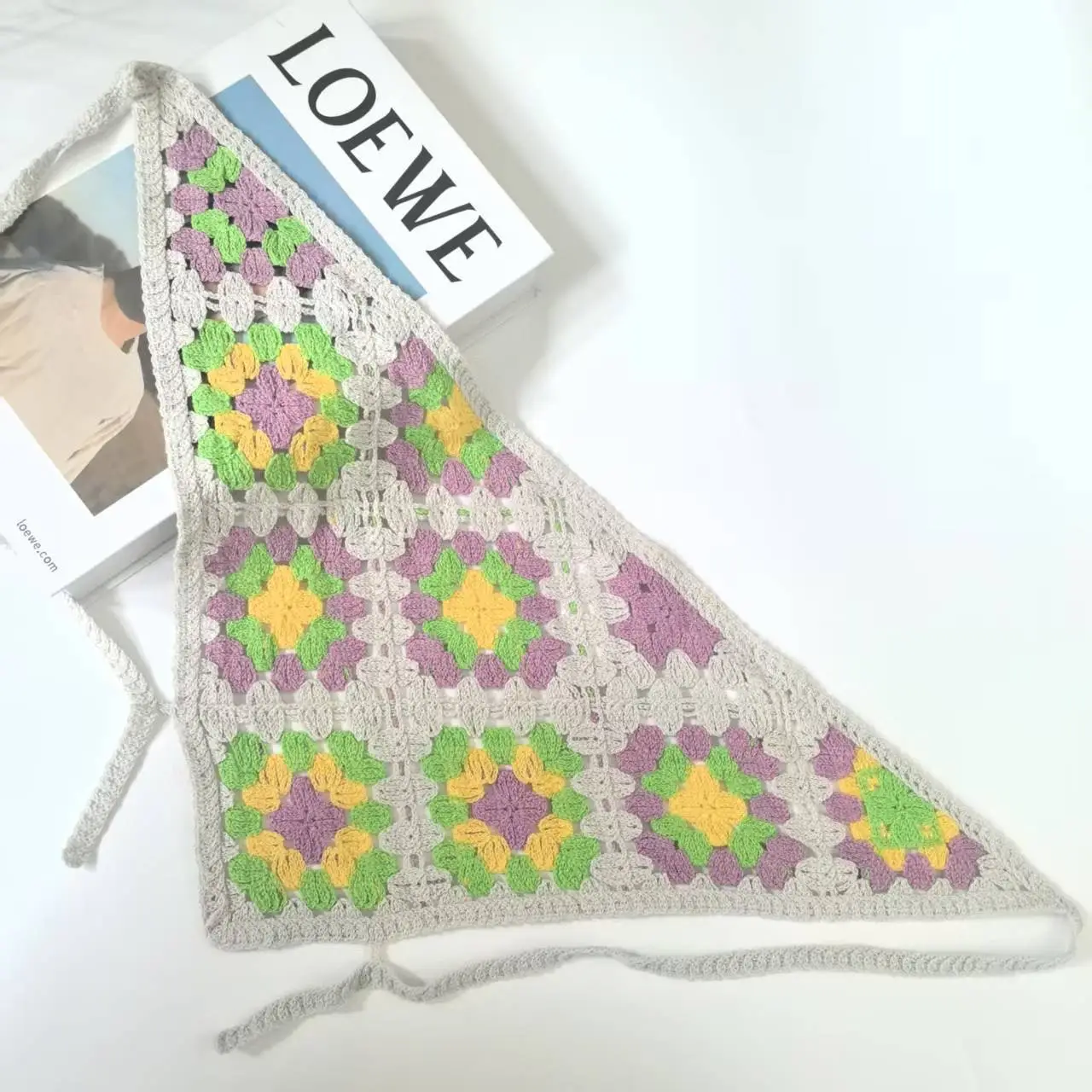 Women's Flower Knitted Hair Band Scarf Triangle Girly Style