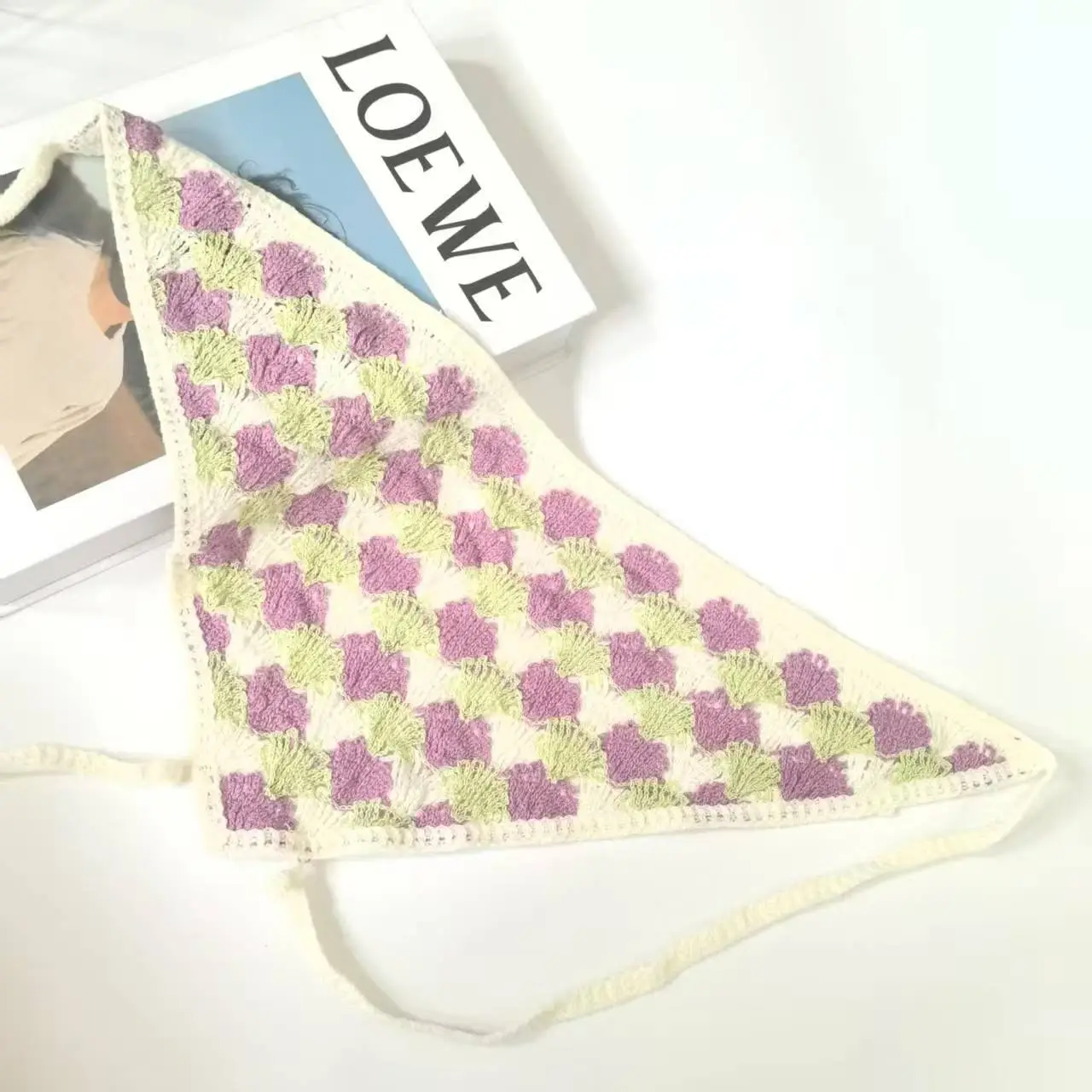 Women's Flower Knitted Hair Band Scarf Triangle Girly Style