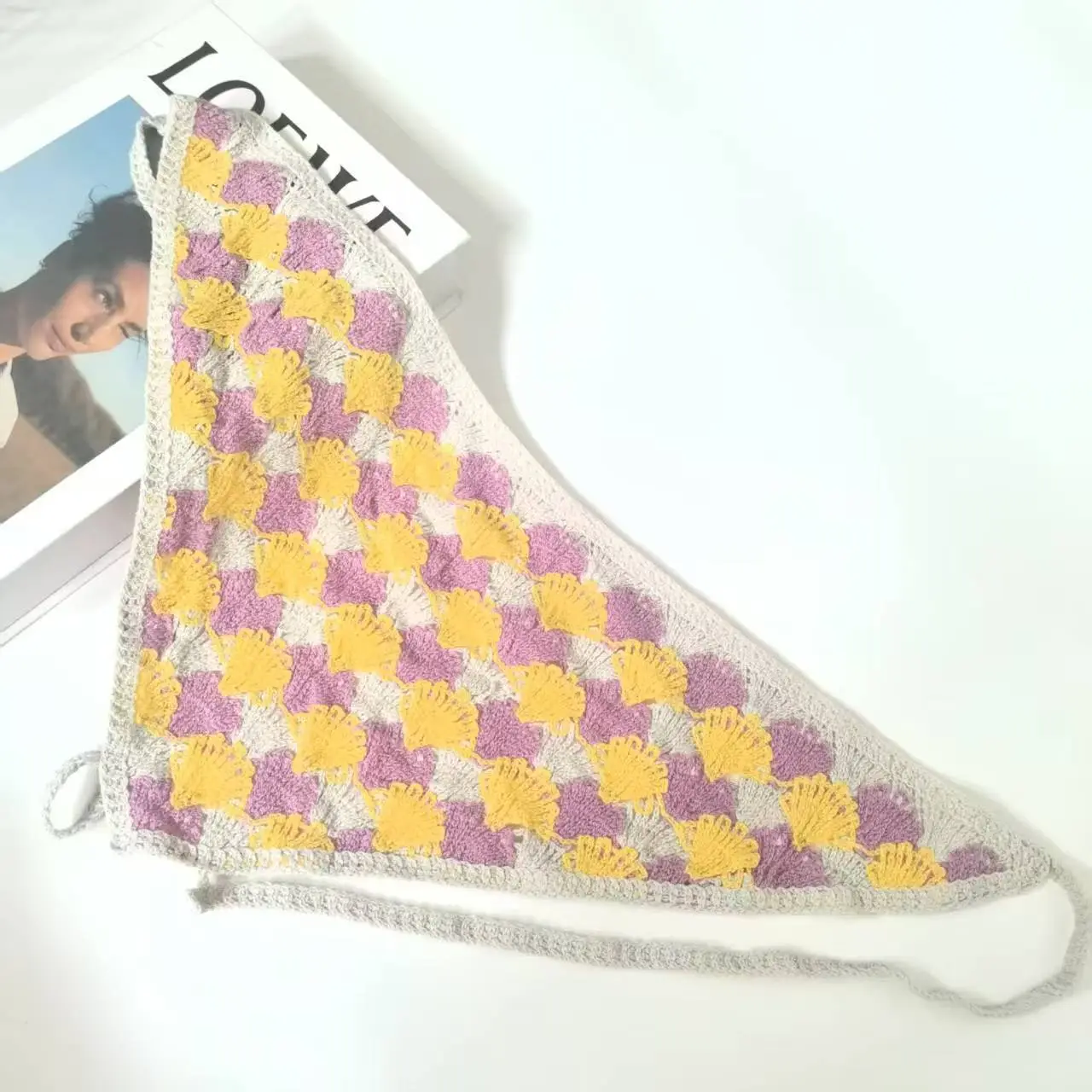 Women's Flower Knitted Hair Band Scarf Triangle Girly Style