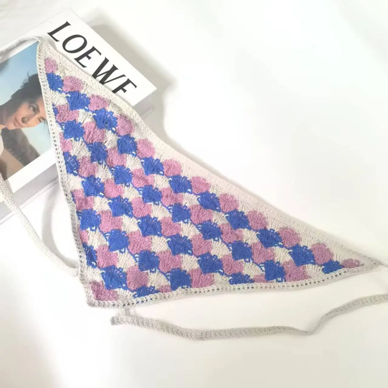 Women's Flower Knitted Hair Band Scarf Triangle Girly Style