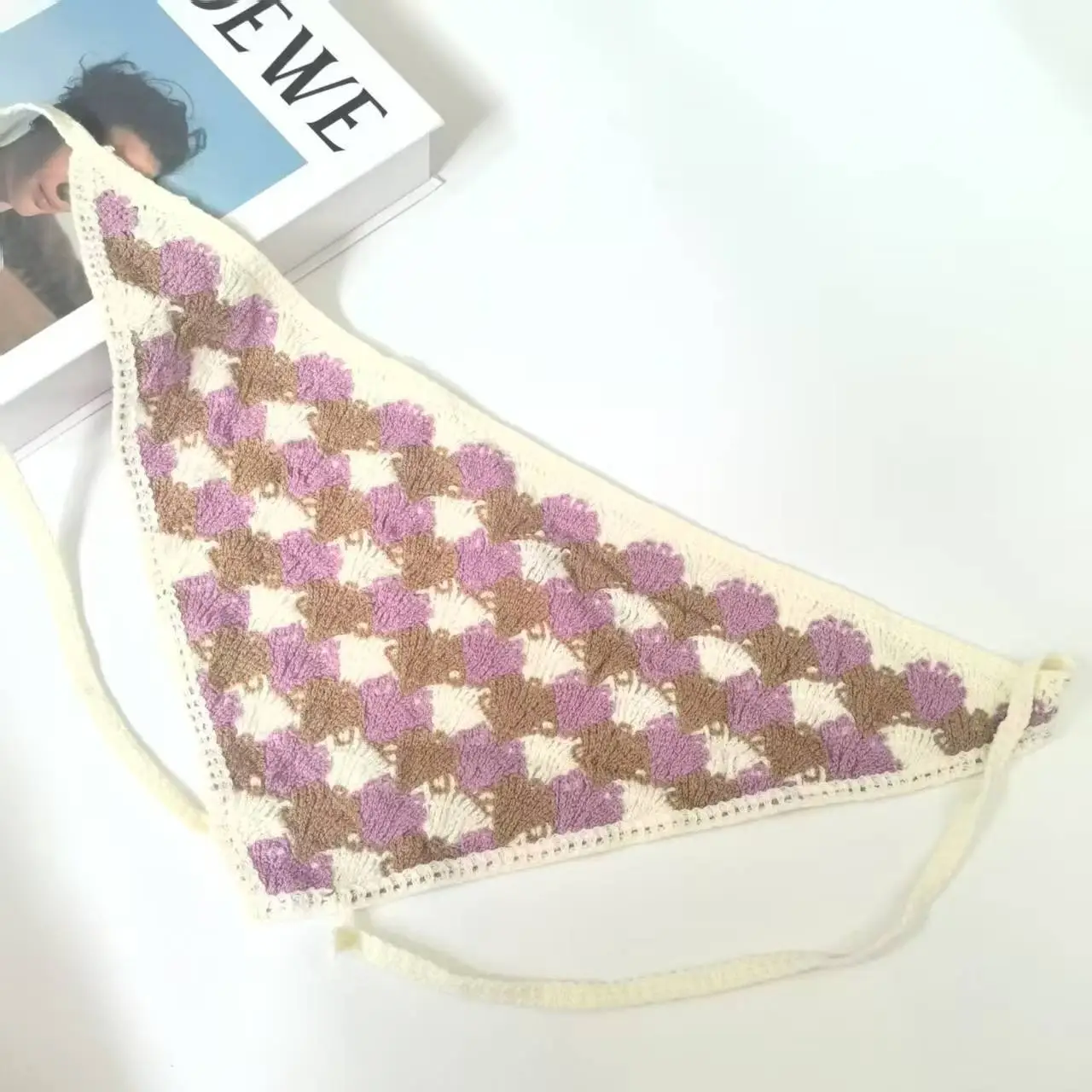 Women's Flower Knitted Hair Band Scarf Triangle Girly Style