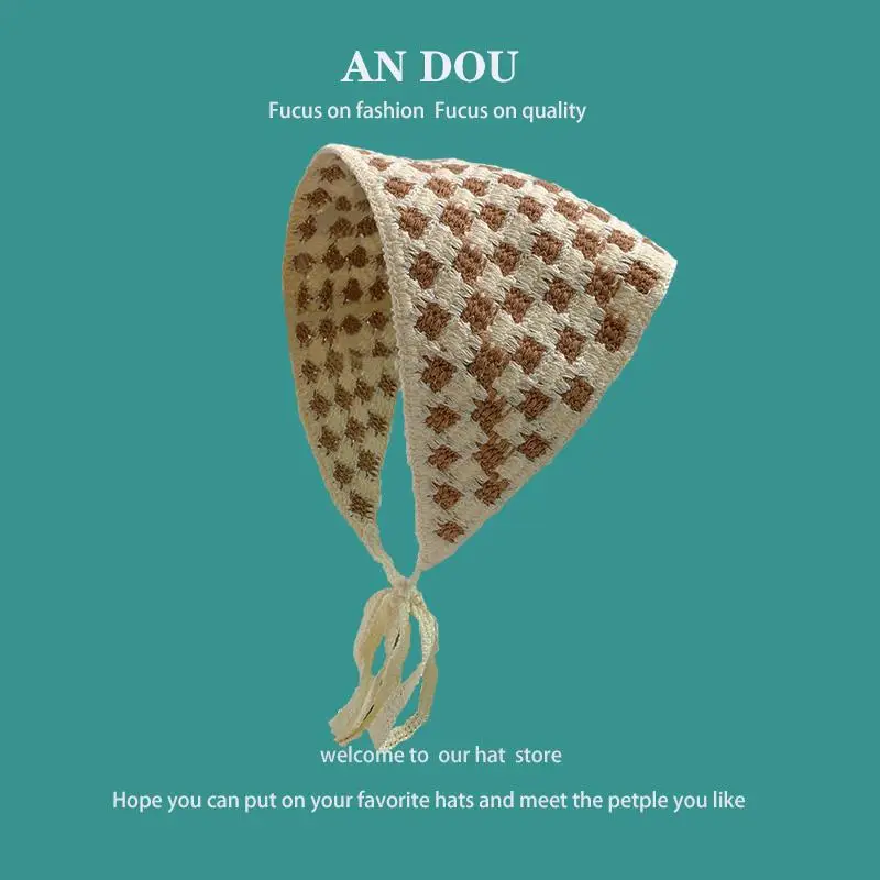Women's Flower Knitted Hair Band Scarf Triangle Girly Style