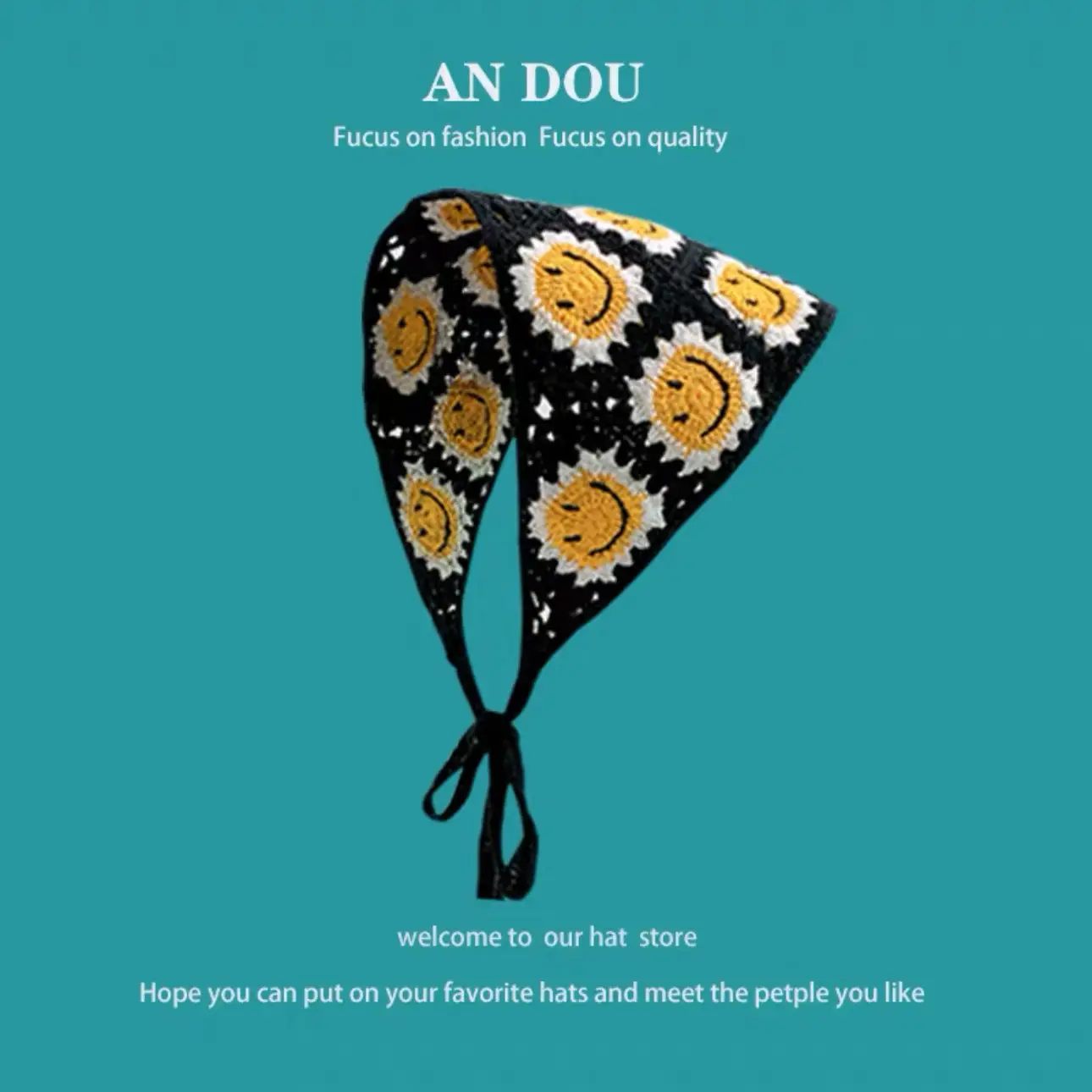Women's Flower Knitted Hair Band Scarf Triangle Girly Style