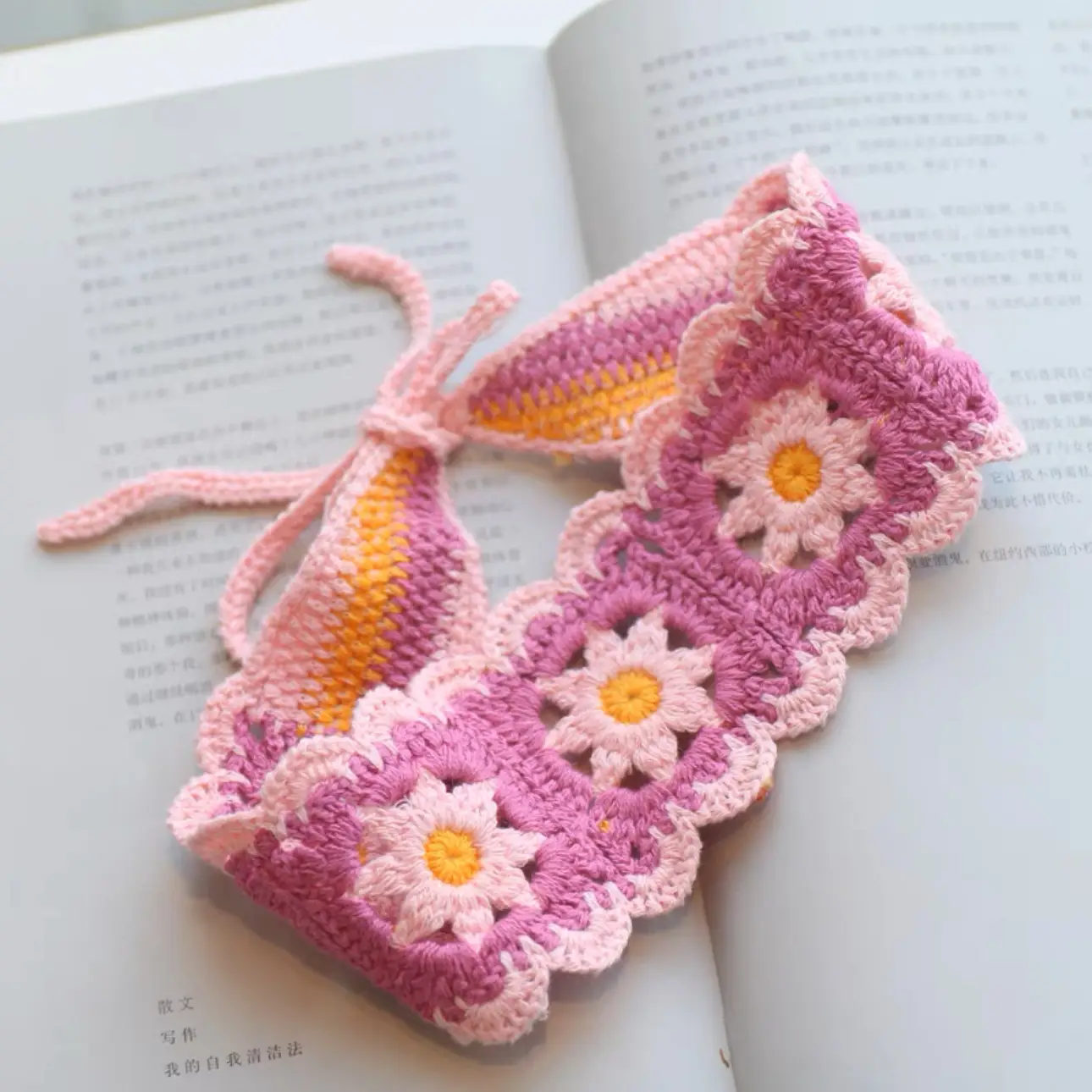 Women's Flower Knitted Hair Band Scarf Triangle Girly Style