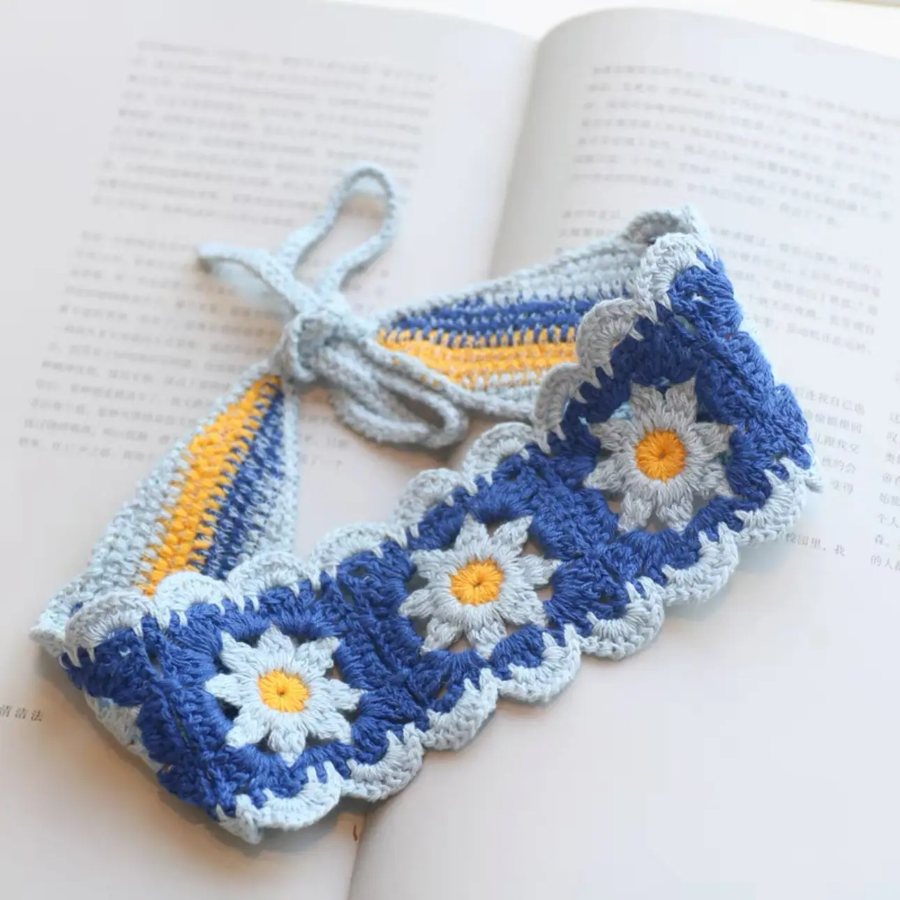Women's Flower Knitted Hair Band Scarf Triangle Girly Style