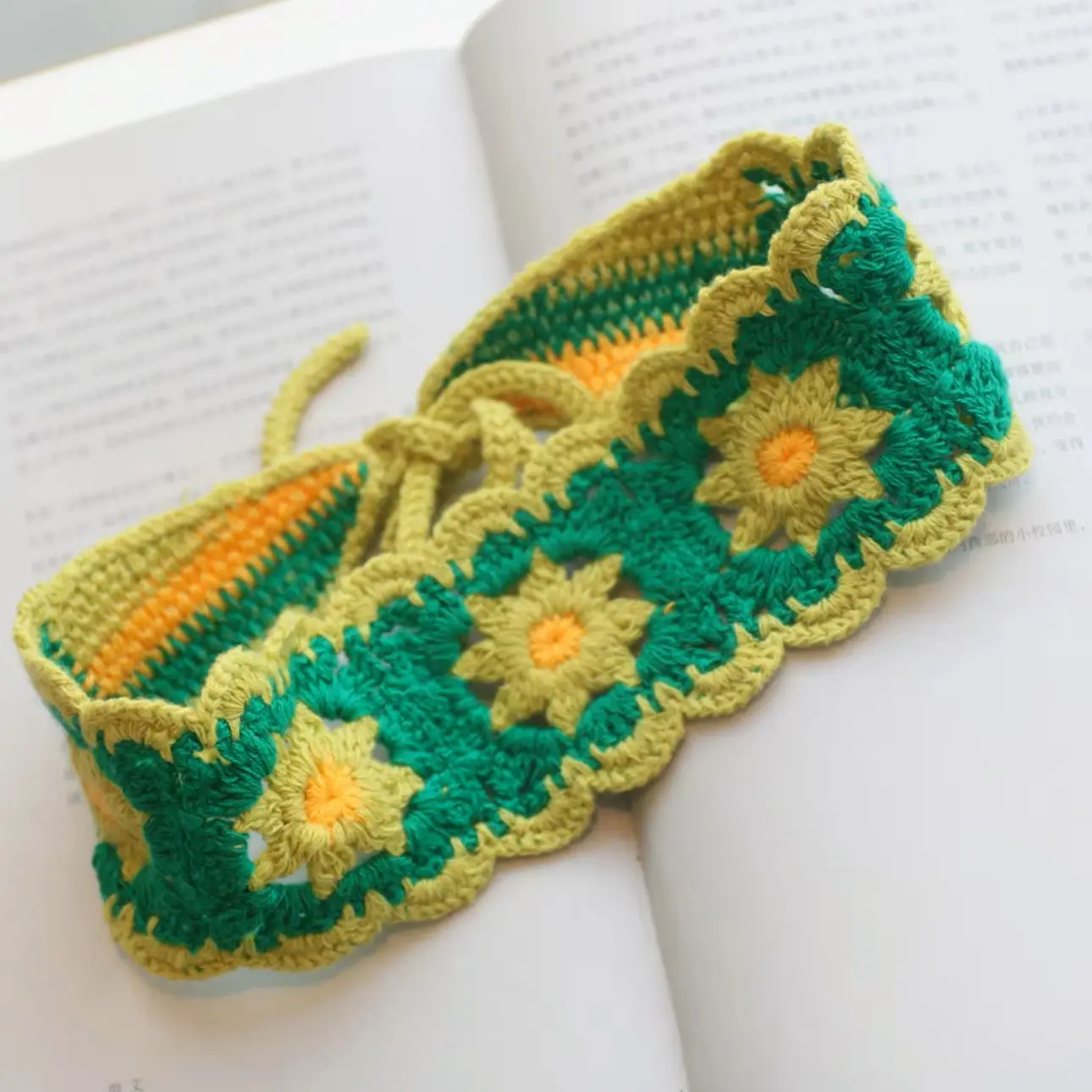 Women's Flower Knitted Hair Band Scarf Triangle Girly Style