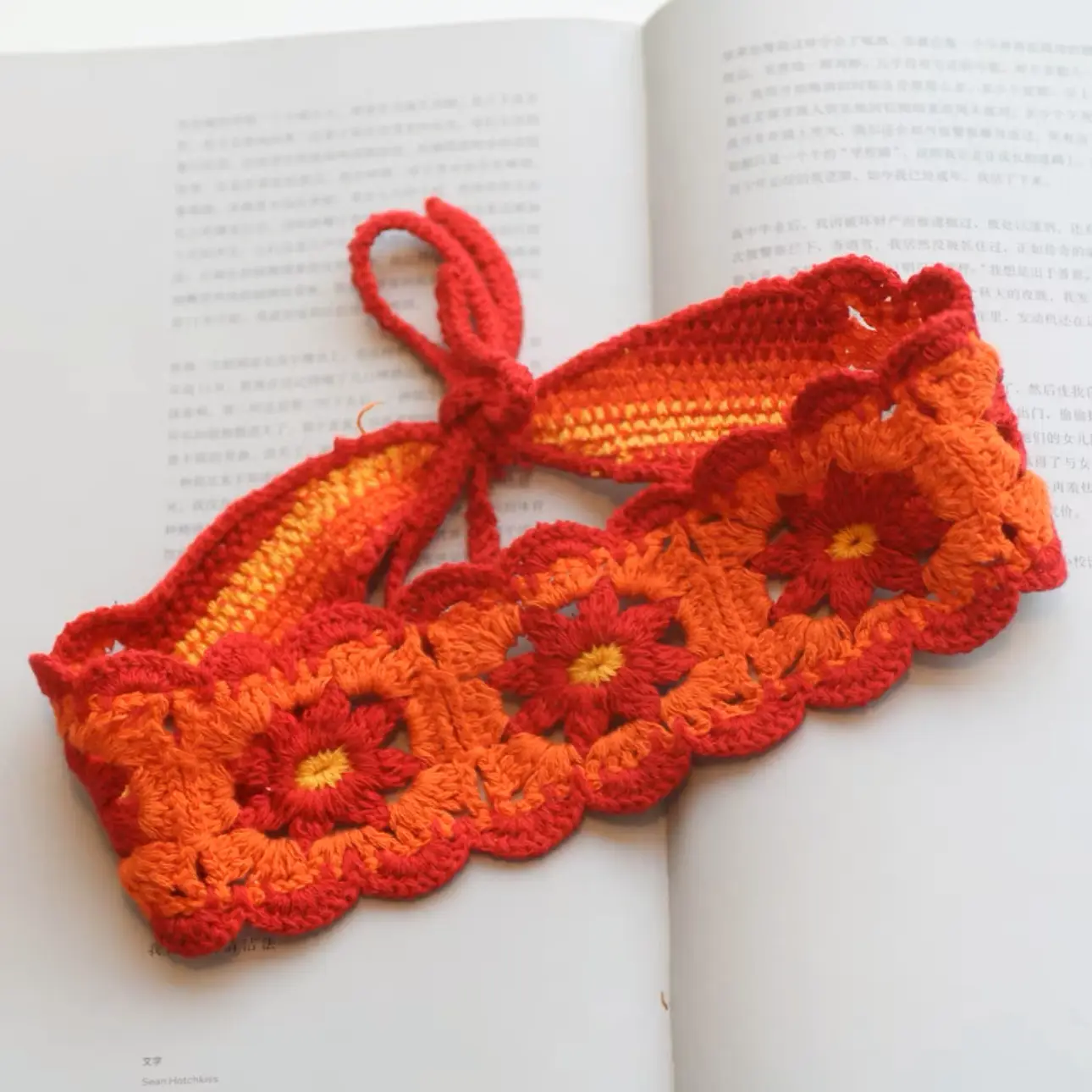 Women's Flower Knitted Hair Band Scarf Triangle Girly Style