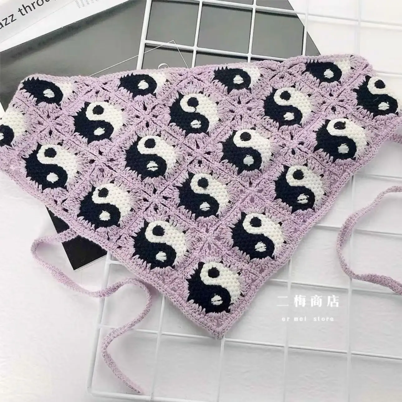Women's Flower Knitted Hair Band Scarf Triangle Girly Style
