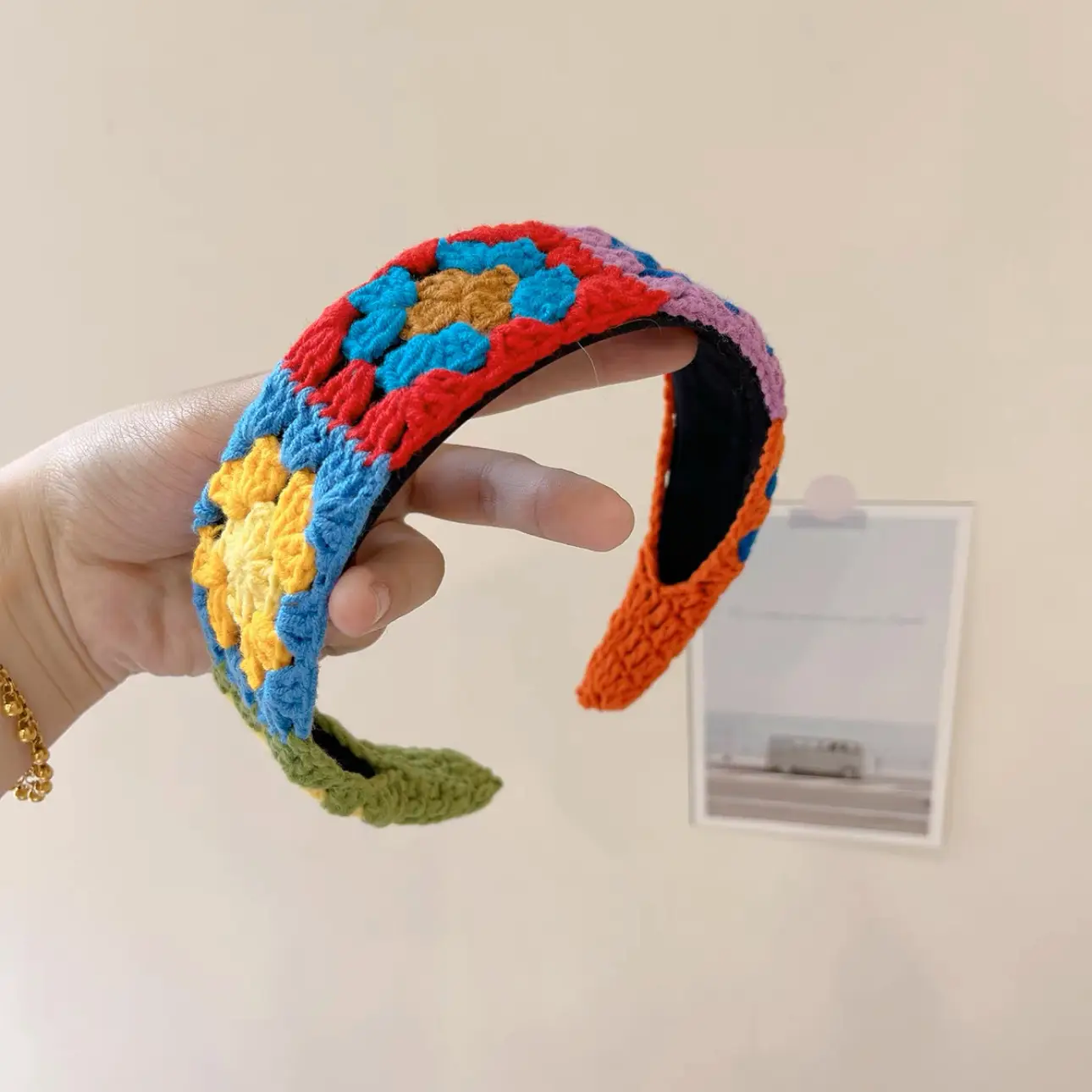 Women's Flower Knitted Hair Band Scarf Triangle Girly Style