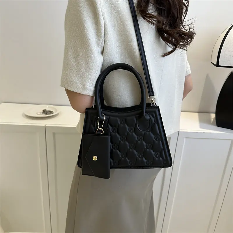 Light Blue Quilted Shoulder Bag with Crossbody Set