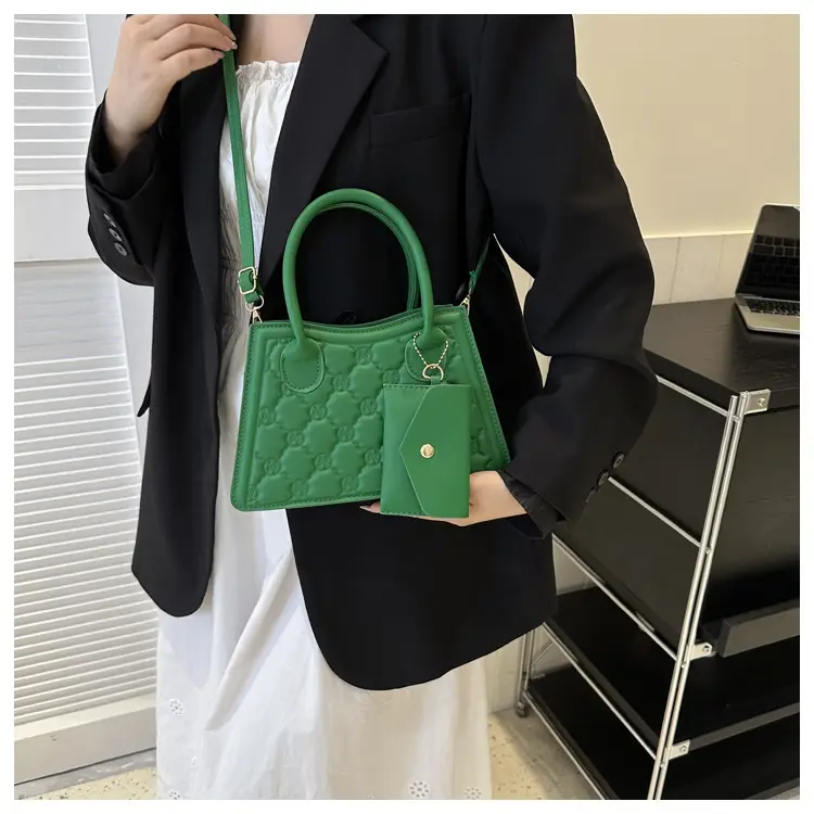 Light Blue Quilted Shoulder Bag with Crossbody Set — feature 13