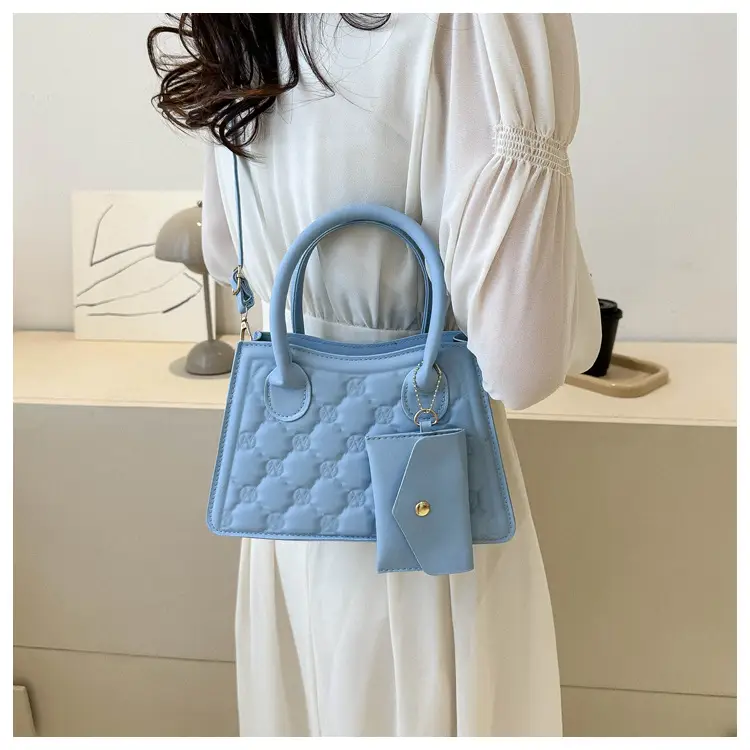 Light Blue Quilted Shoulder Bag with Crossbody Set — feature 16
