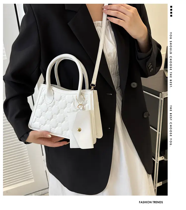 Light Blue Quilted Shoulder Bag with Crossbody Set — feature 2