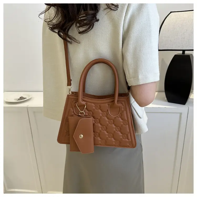 Light Blue Quilted Shoulder Bag with Crossbody Set — feature 22