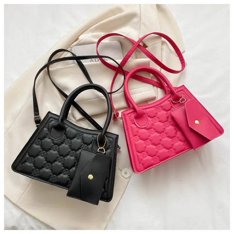 Light Blue Quilted Shoulder Bag with Crossbody Set — feature 30