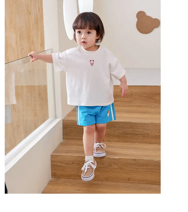 Boys Striped T-Shirt & Pants Set Blue Cotton Summer — feature 19