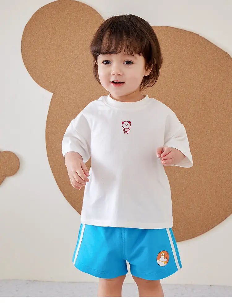 Boys Striped T-Shirt & Pants Set Blue Cotton Summer — feature 4