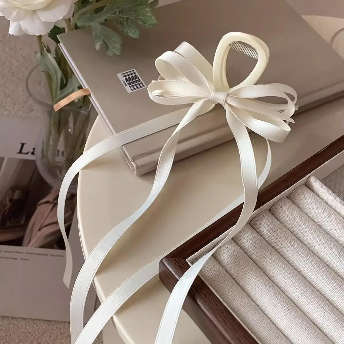 Princess Bow Hair Clip for Women with Sateen Ribbon - Image 14