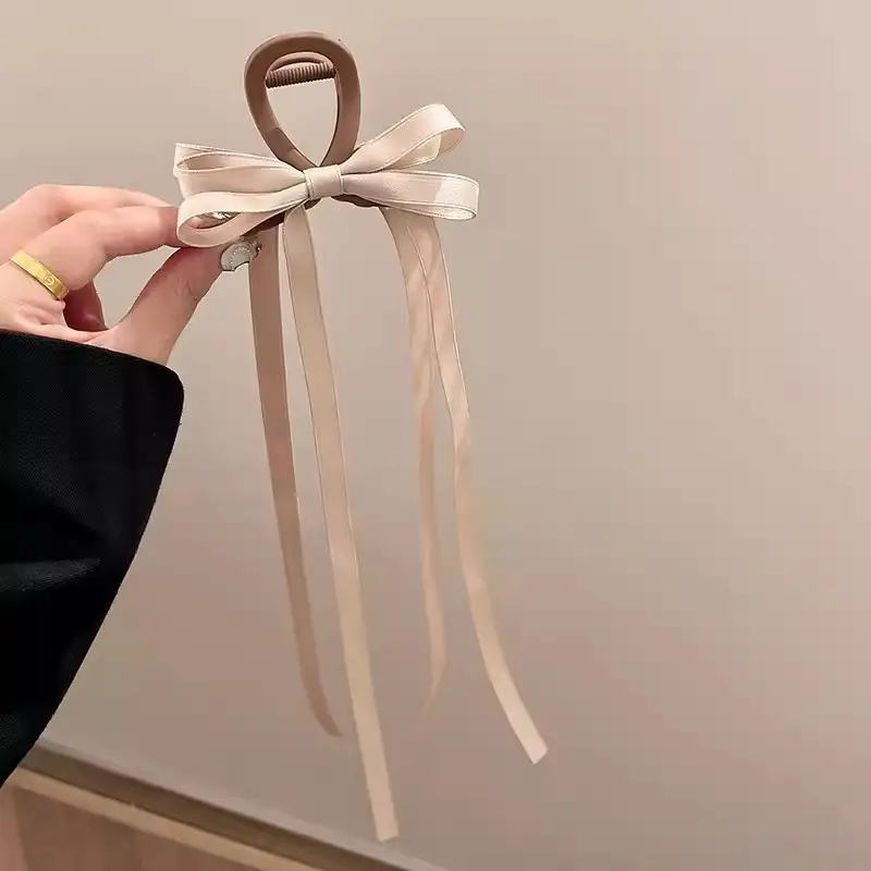 Princess Bow Hair Clip for Women with Sateen Ribbon - Image 15