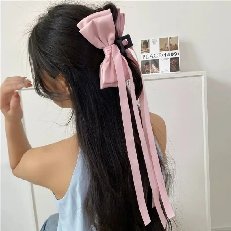 Princess Bow Hair Clip for Women with Sateen Ribbon - Image 18