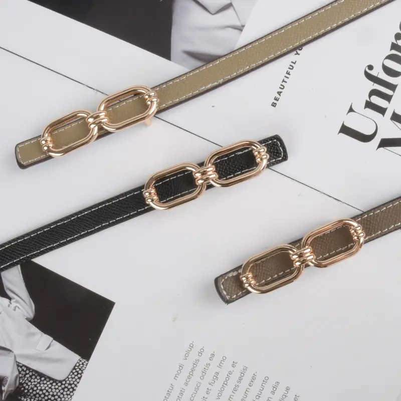 Women's Genuine Leather Belt Skin Pink + Light Ivory - Image 13