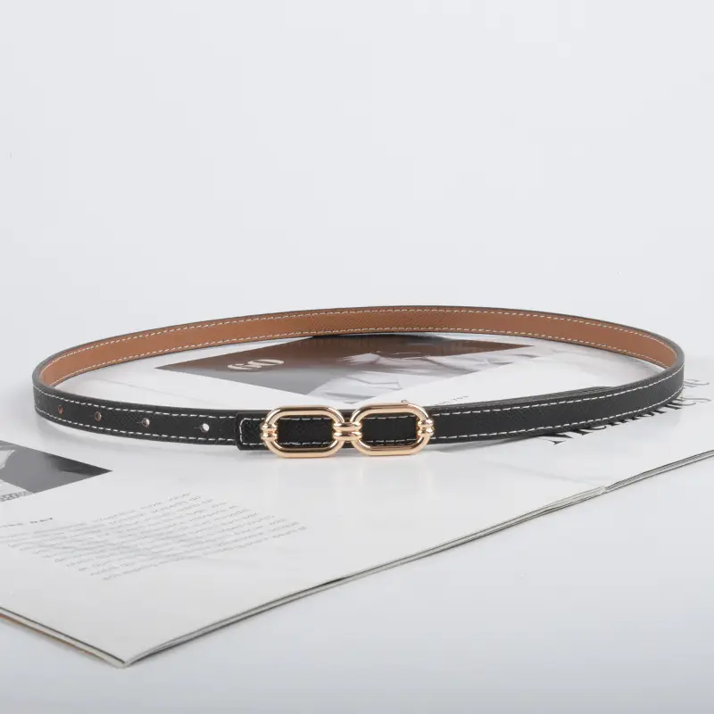 Women's Genuine Leather Belt Skin Pink + Light Ivory - Image 15