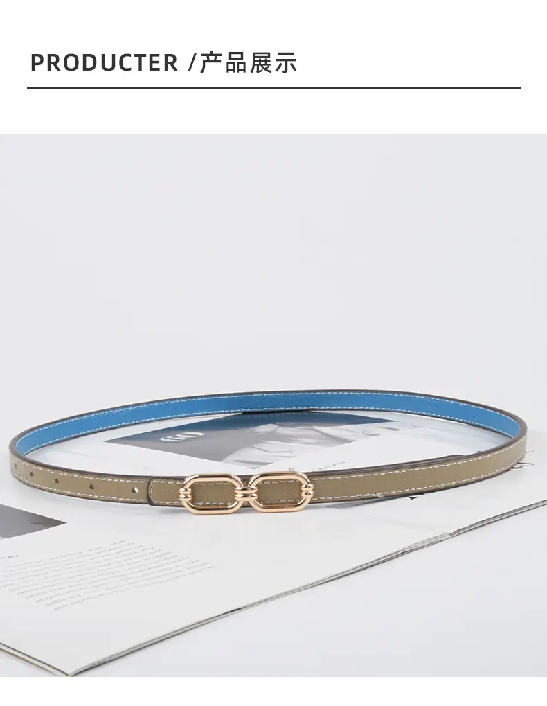 Women's Genuine Leather Belt Skin Pink + Light Ivory β feature 10
