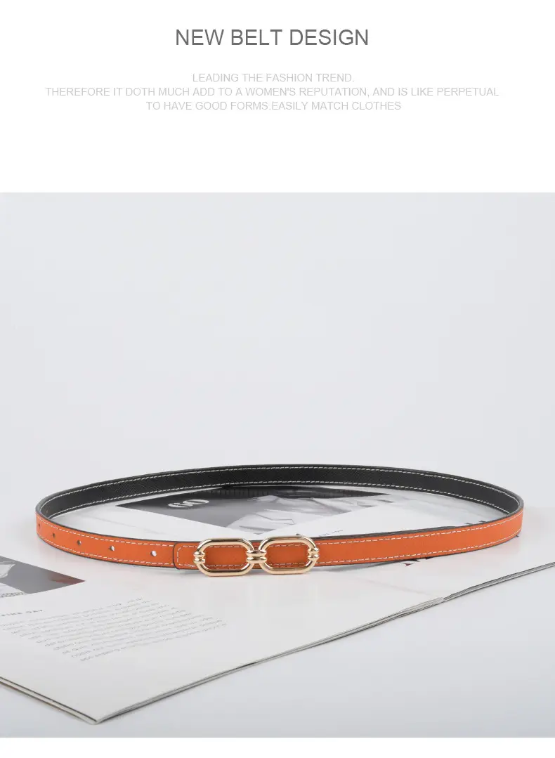 Women's Genuine Leather Belt Skin Pink + Light Ivory β feature 11