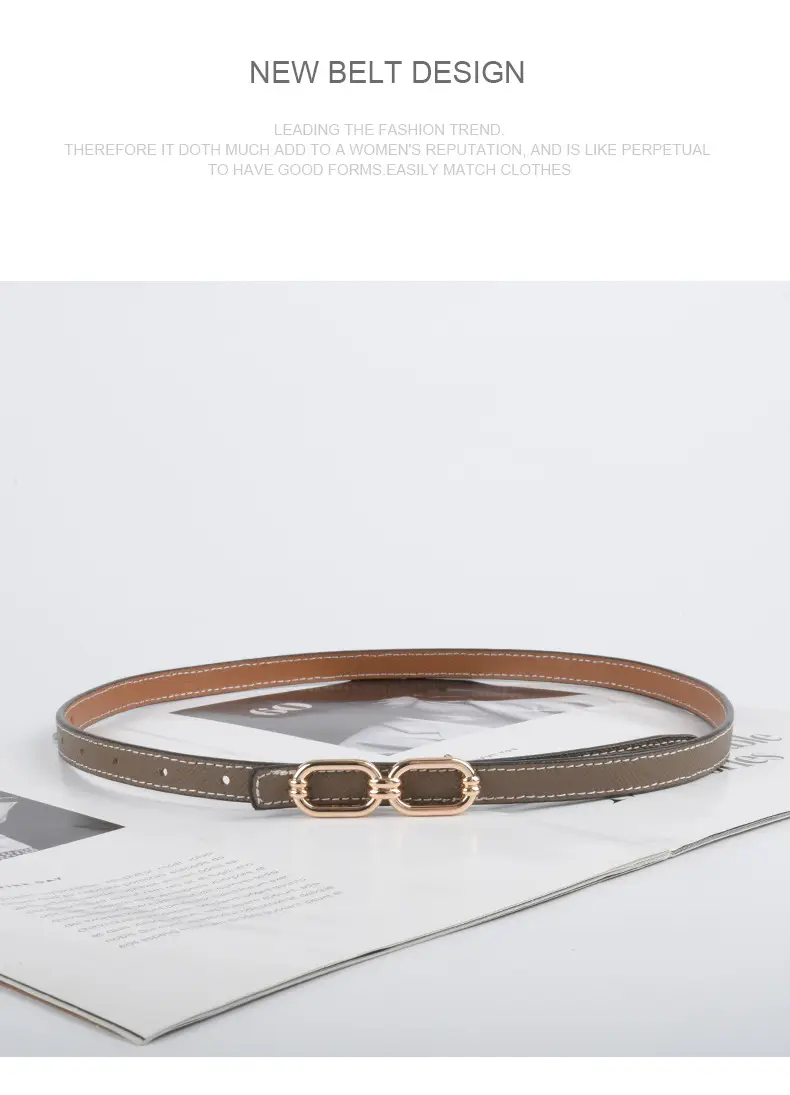 Women's Genuine Leather Belt Skin Pink + Light Ivory β feature 12