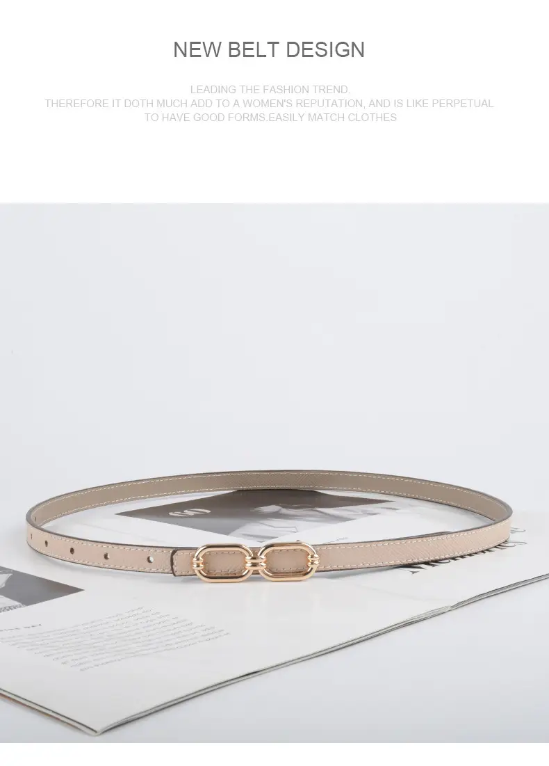 Women's Genuine Leather Belt Skin Pink + Light Ivory β feature 13